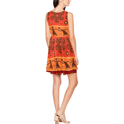African Pattern Print Design 04 Sleeveless Dress