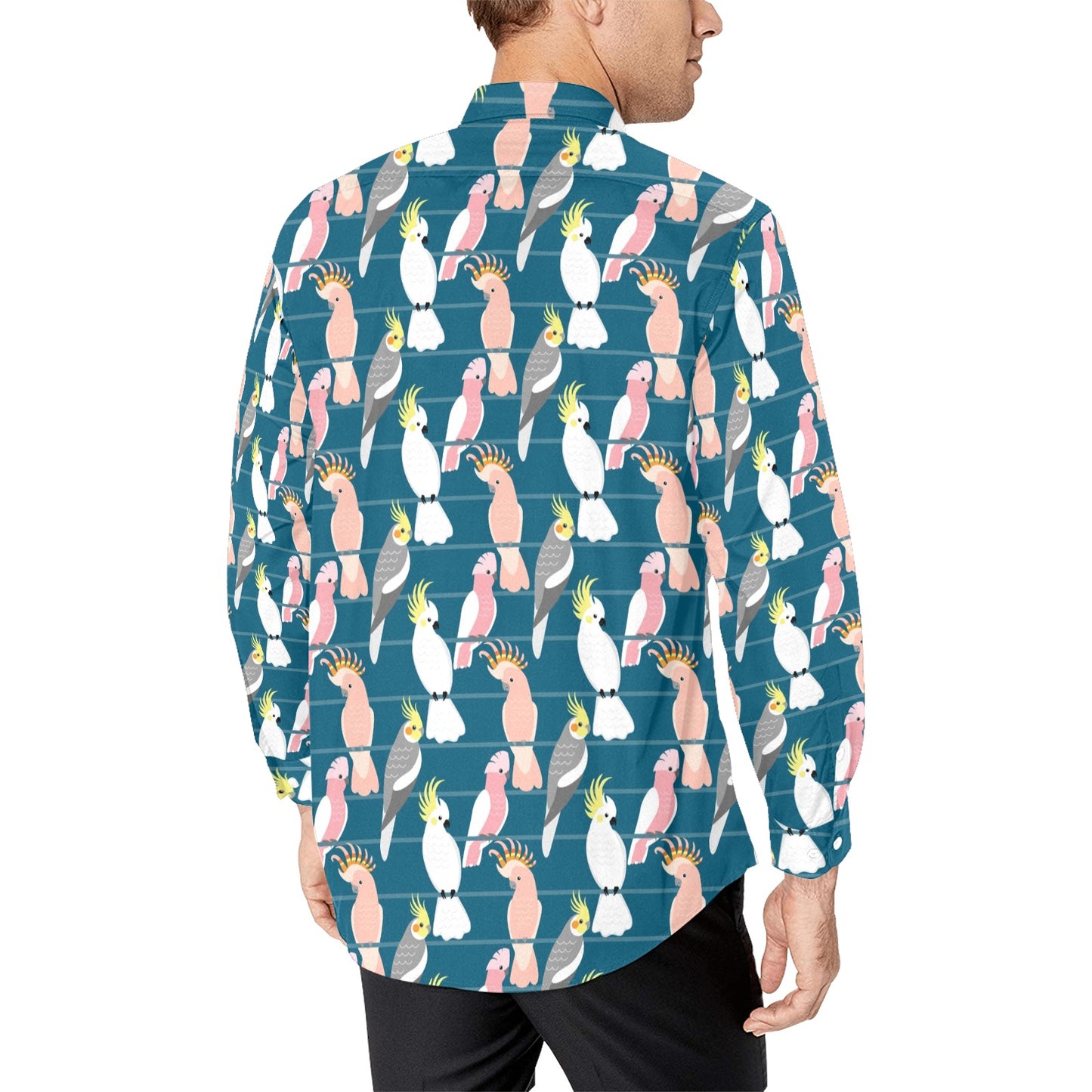 Cockatoo Print Design LKS401 Men's Long Sleeve Dress Shirt