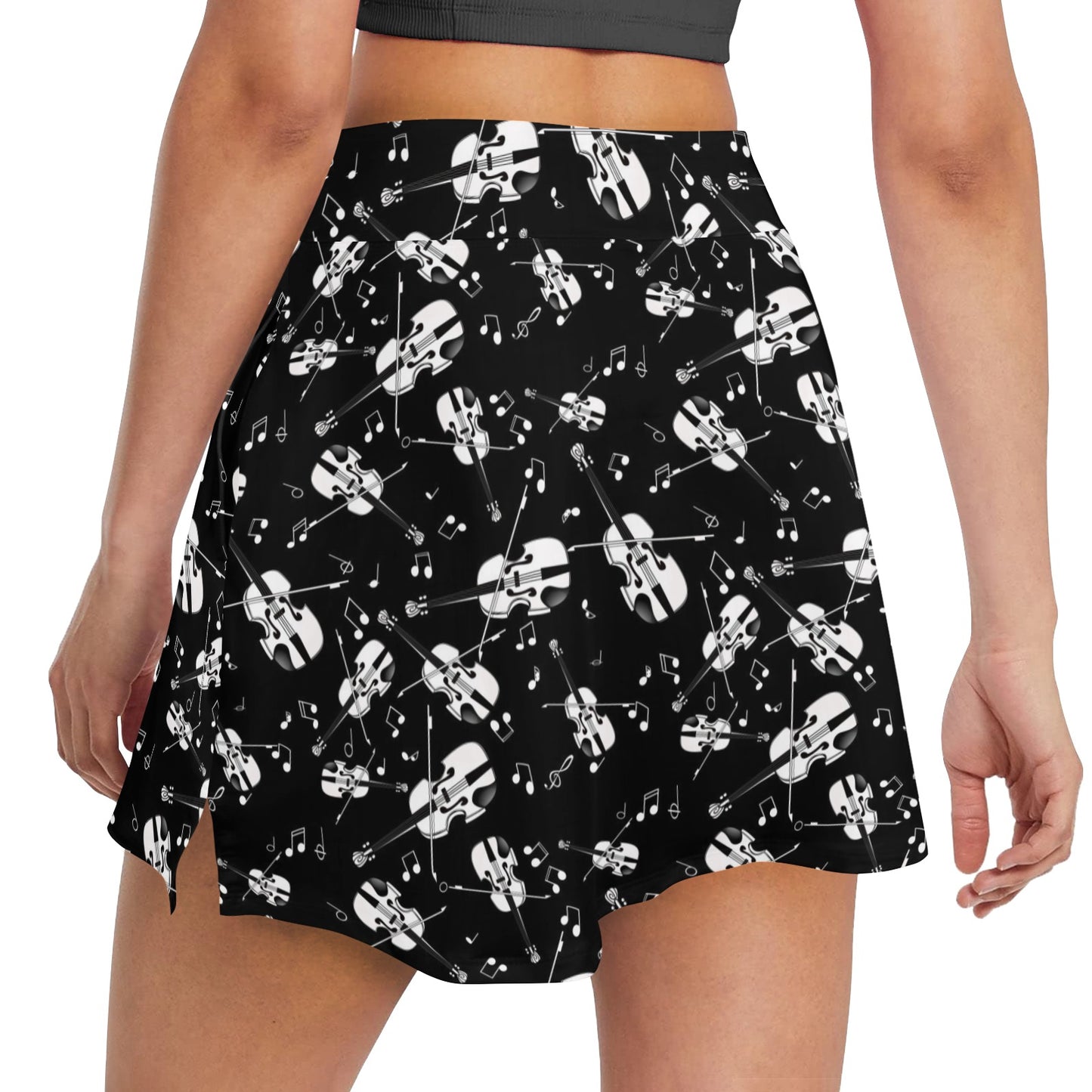Violin Print Design LKS404 17" Golf & Pickleball Skort with Pockets