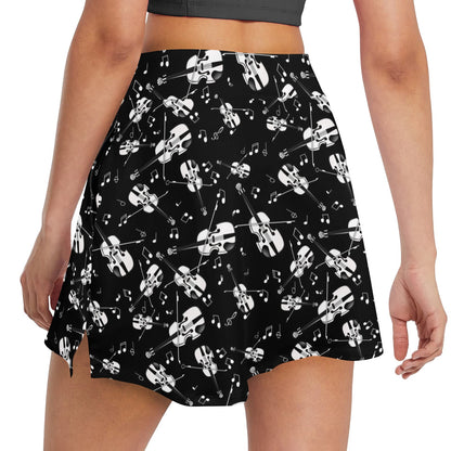 Violin Print Design LKS404 17" Golf & Pickleball Skort with Pockets