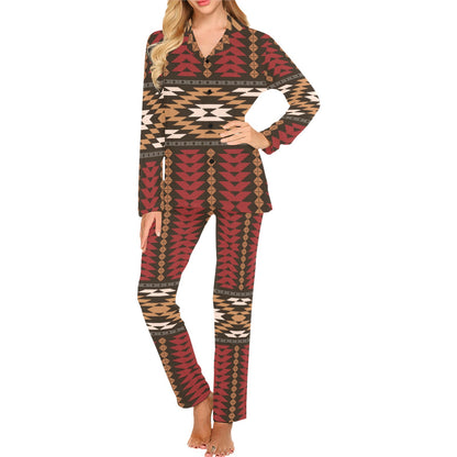 Native Pattern Print Design A02 Women's Long Pajama Set