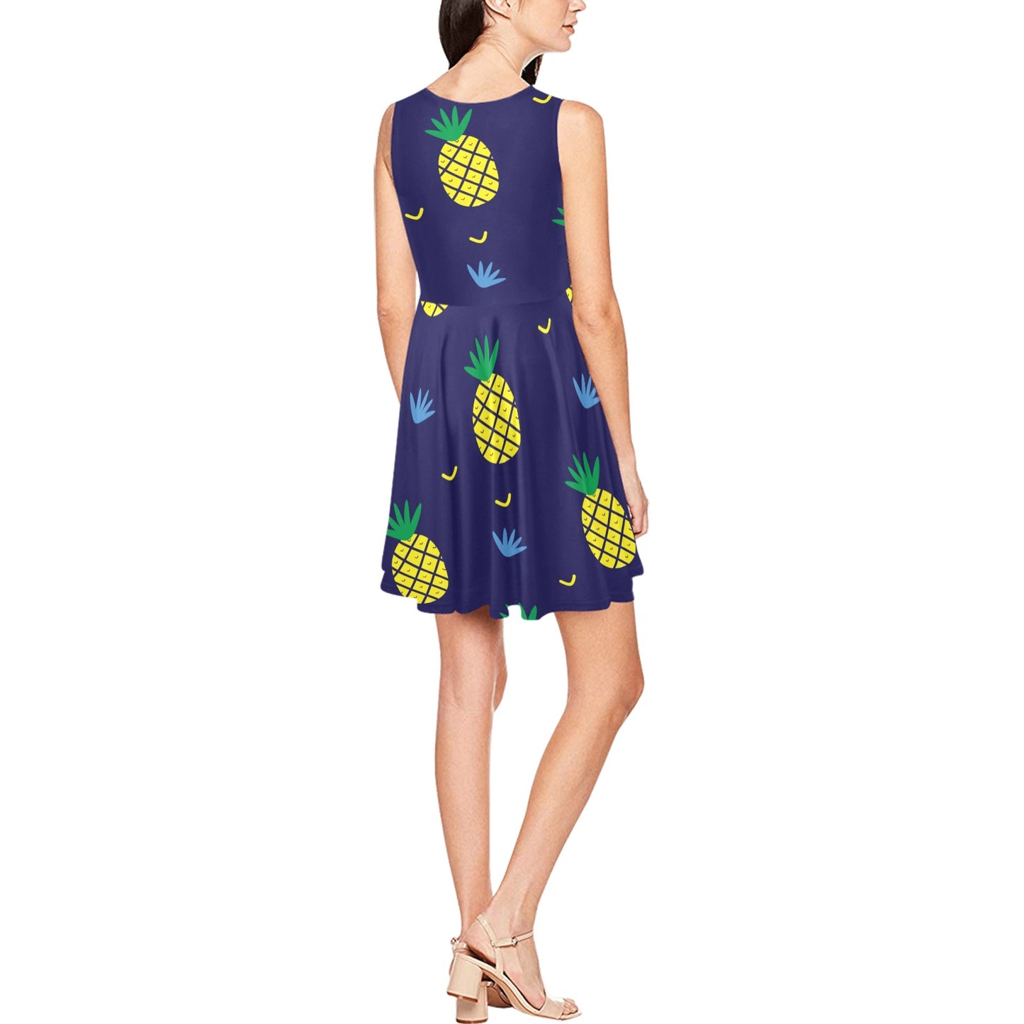 Pineapple Pattern Print Design A01 Sleeveless Dress