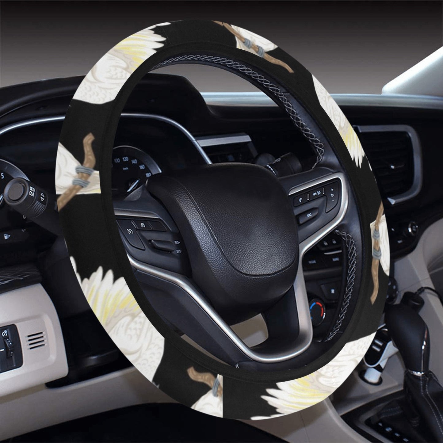 Cockatoo Print Design LKS402 Steering Wheel Cover with Elastic Edge