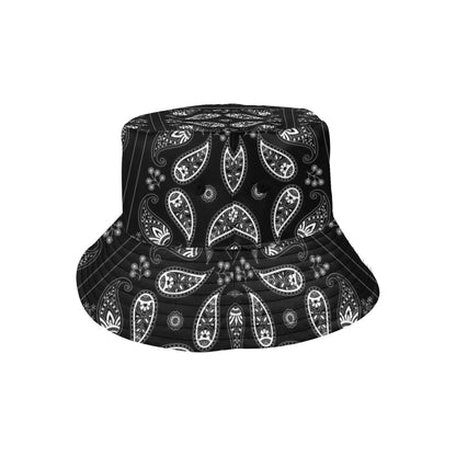 Bandana Paisley Black Print Design LKS308 Unisex Bucket Hat
