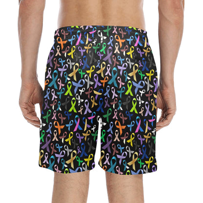 Breast Cancer Awareness Colorful Print Men's Swim Trunks Beach Shorts