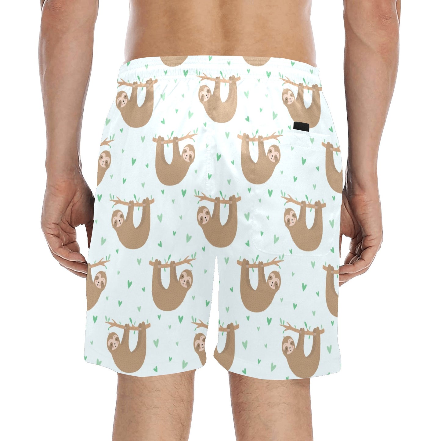 Sloth Print Design LKS308 Men's Swim Trunks Beach Shorts