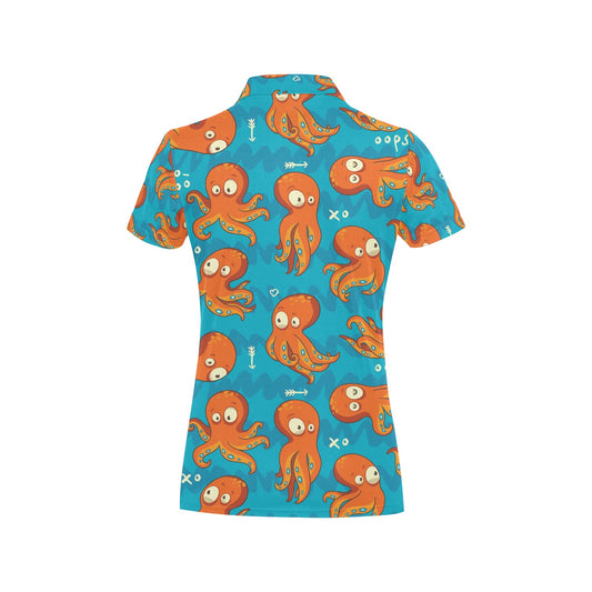 Octopus Pattern Print Design A02 Women's Polo Shirt