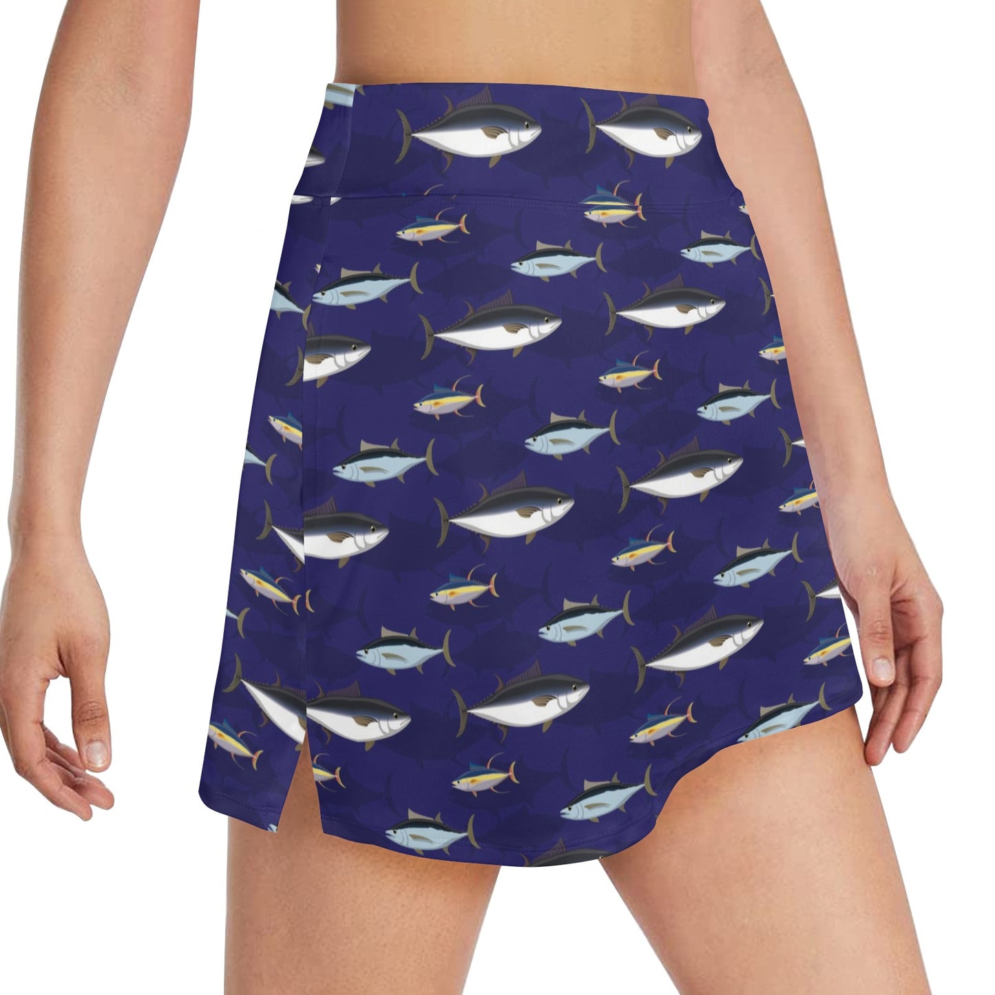Tuna Fish Print Design LKS304 17" Golf & Pickleball Skort with Pockets