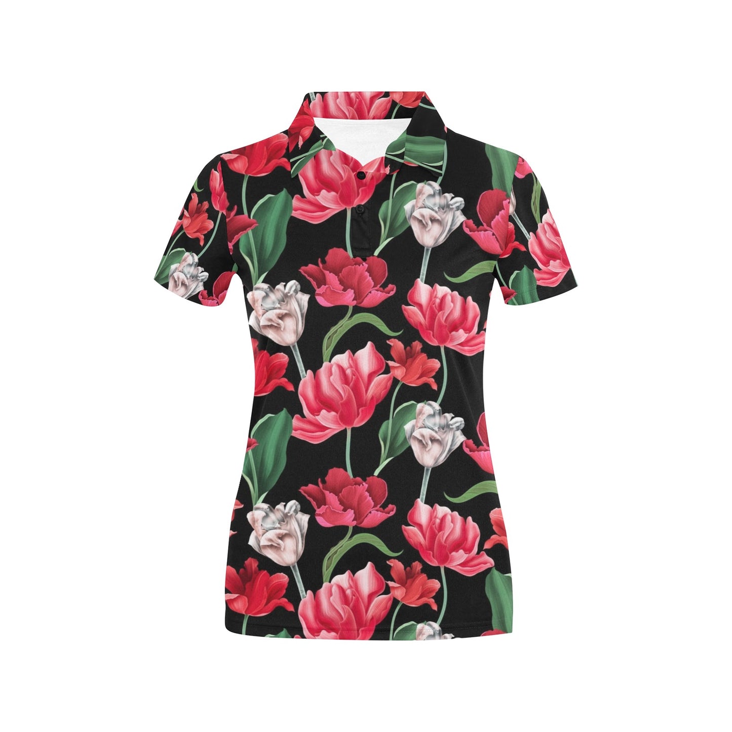 Tulip Pattern Print Design TP08 Women's Polo Shirt