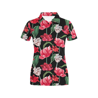 Tulip Pattern Print Design TP08 Women's Polo Shirt