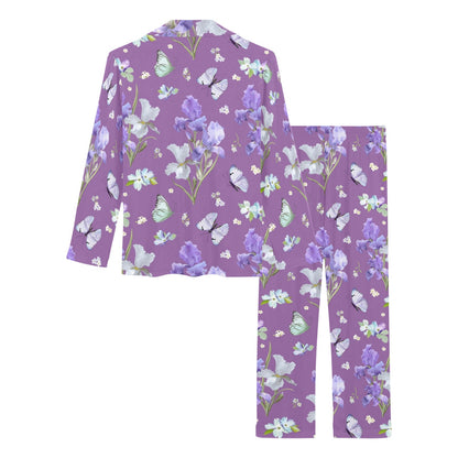 Iris Pattern Print Design IR09 Women's Long Pajama Set