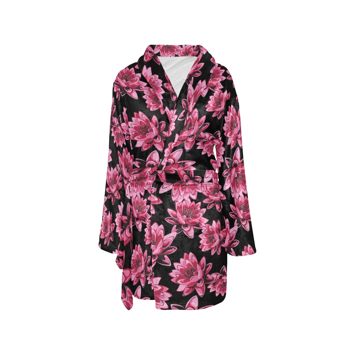 Lotus Pattern Print Design 03 Women's Fleece Robe