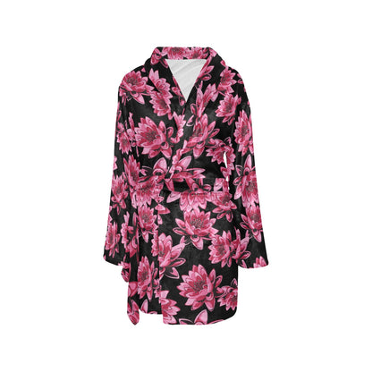 Lotus Pattern Print Design 03 Women's Fleece Robe