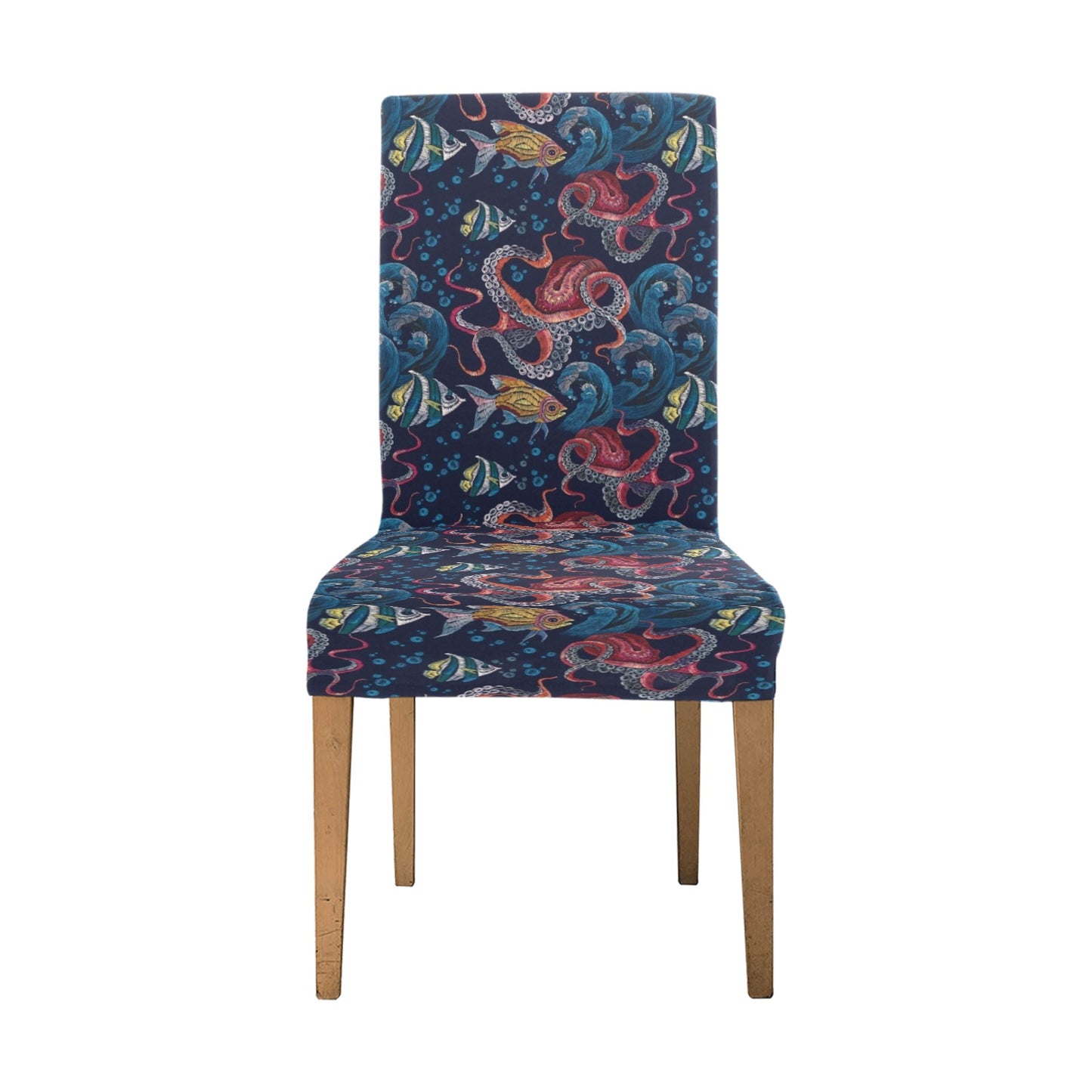 Underwater Giant Squid Print Design LKS302 Dining Chair Slipcover