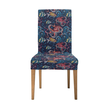 Underwater Giant Squid Print Design LKS302 Dining Chair Slipcover