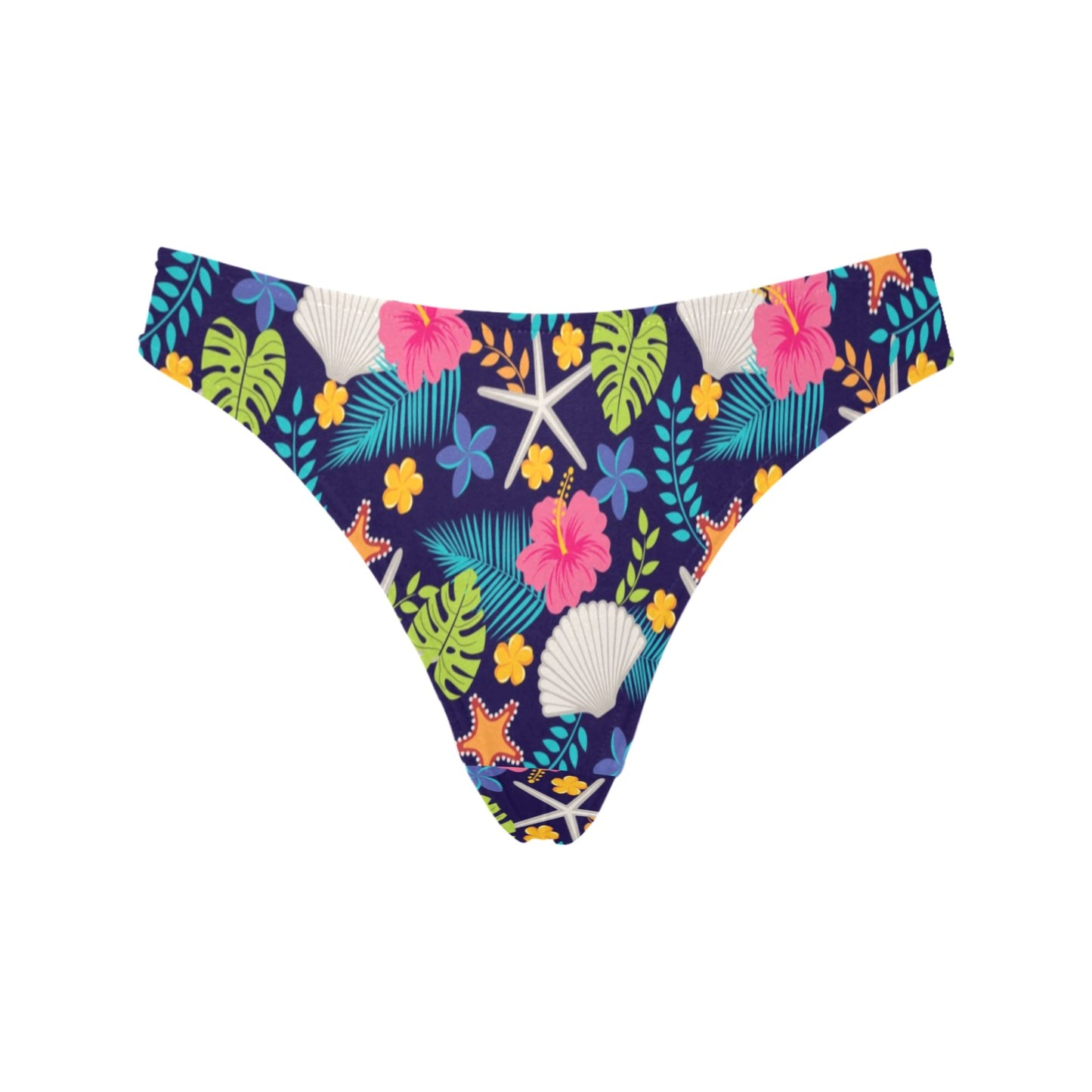 Beach Seashell Floral Theme Women's Thongs