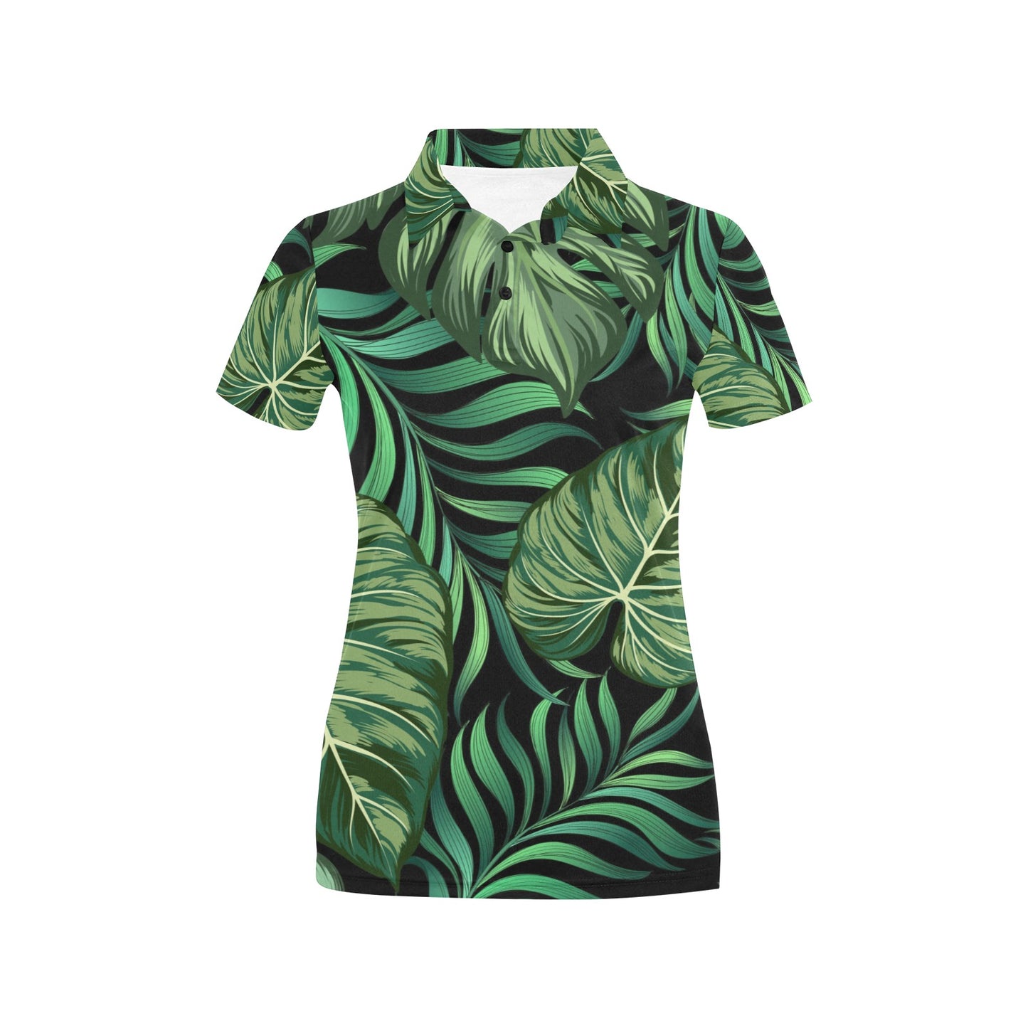 Green Fresh Tropical Palm Leaves Women's Polo Shirt