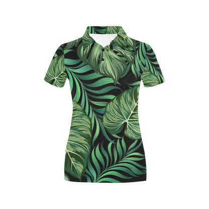 Green Fresh Tropical Palm Leaves Women's Polo Shirt