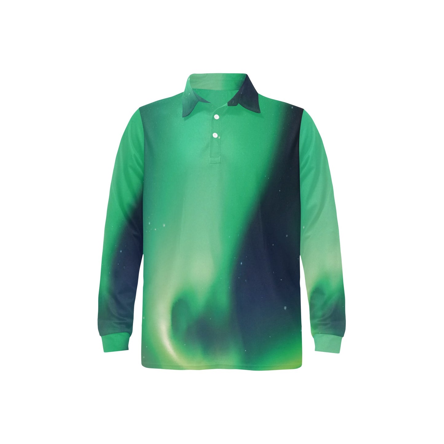 Aurora Borealis Pattern Print Design 04 Long Sleeve Polo Shirt For Men's