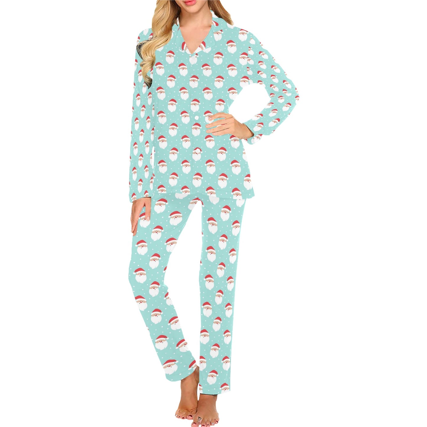 Santa Print Design LKS308 Women's Long Pajama Set