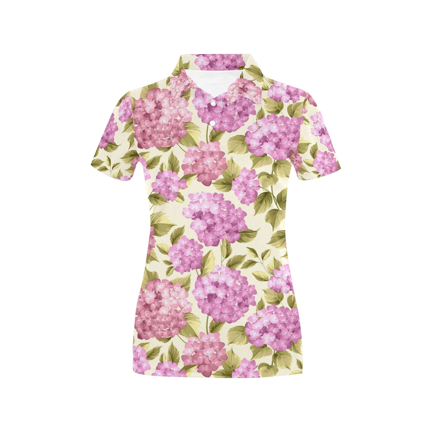 Hydrangea Pattern Print Design HD05 Women's Polo Shirt
