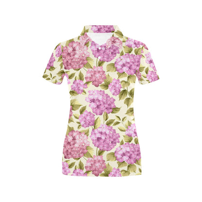 Hydrangea Pattern Print Design HD05 Women's Polo Shirt