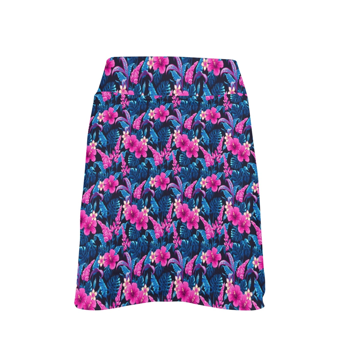 Tropical Folower Pink Themed Print 17" Golf & Pickleball Skort with Pockets