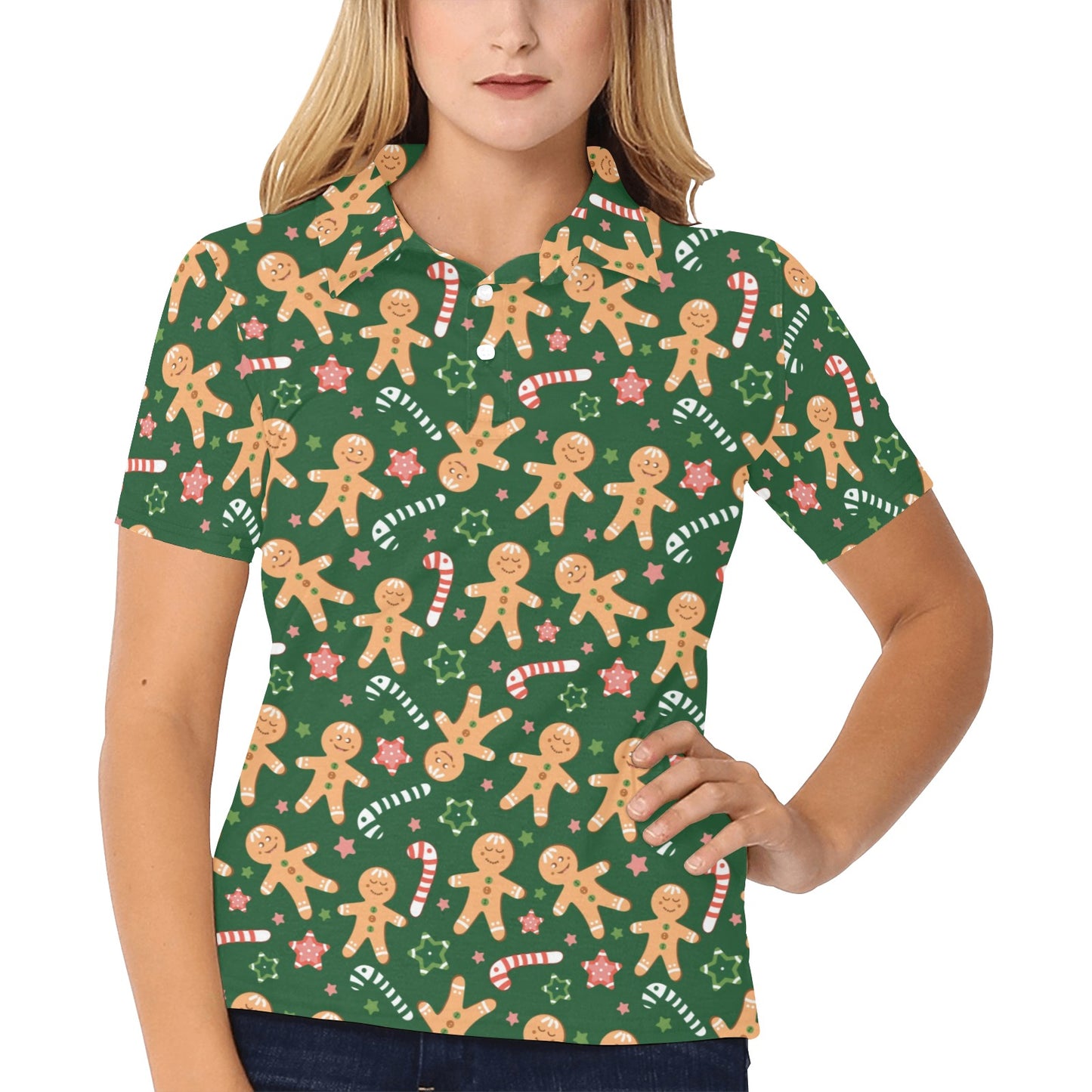 Gingerbread Pattern Print Design 04 Women's Polo Shirt