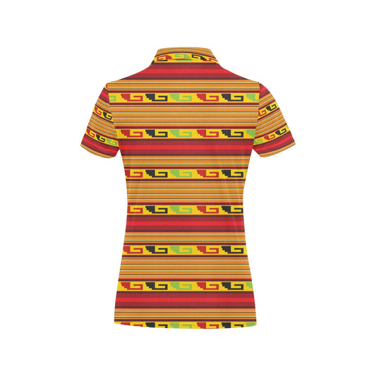 Mexican Blanket Ornament Print Pattern Women's Polo Shirt