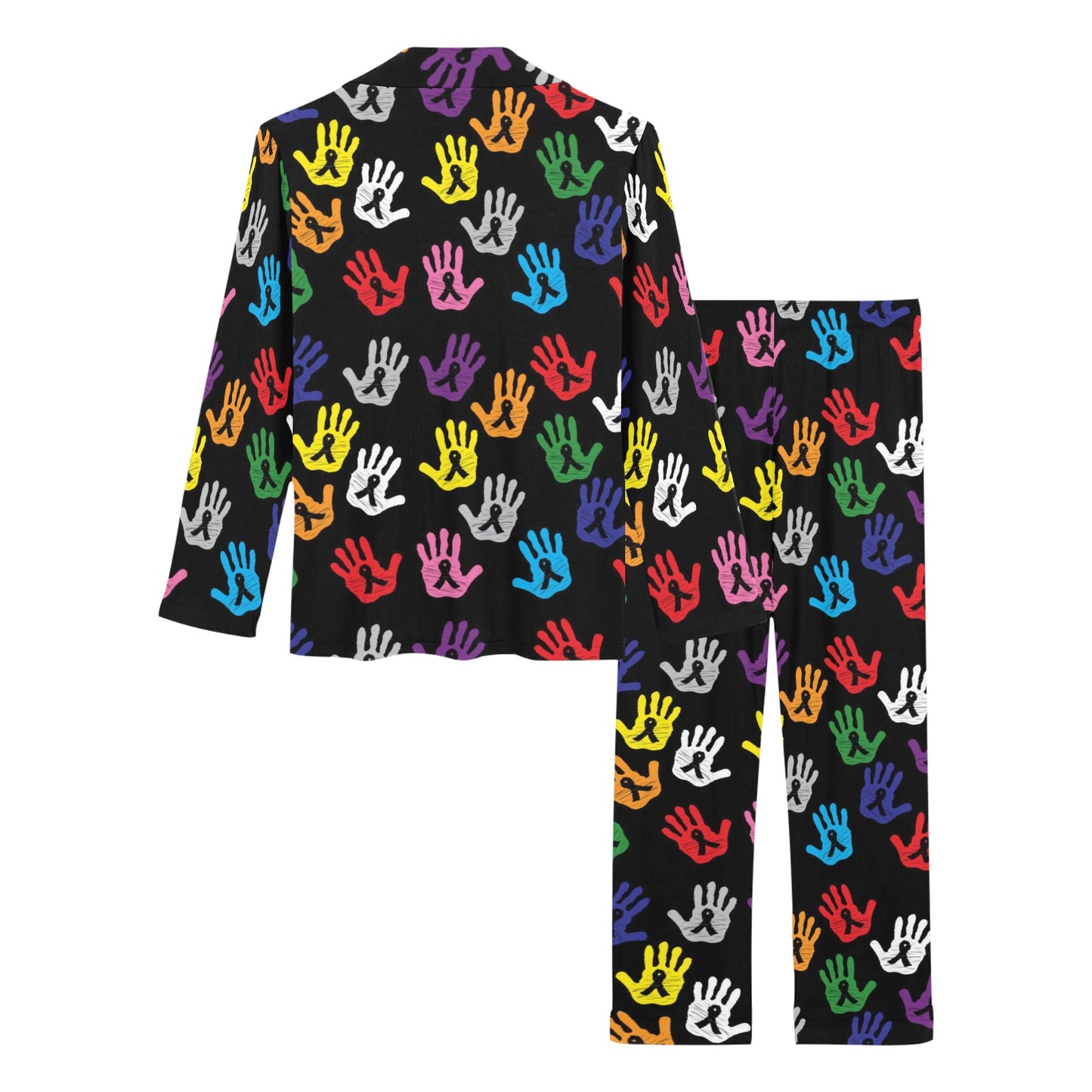 Cancer Awareness Pattern Print Design 04 Women's Long Pajama Set