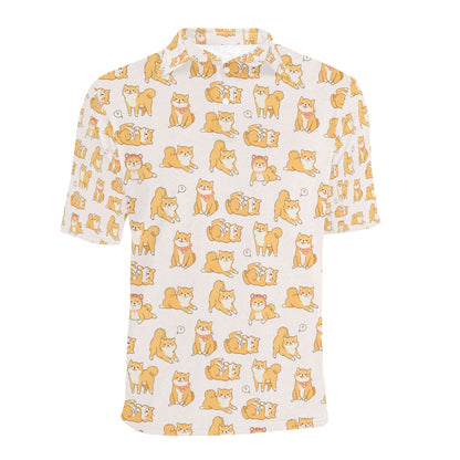 Shiba Inu Print Design LKS308 Men Polo Shirt