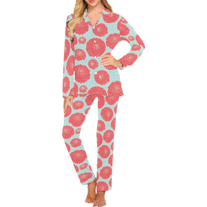Marigold Pattern Print Design MR03 Women's Long Pajama Set