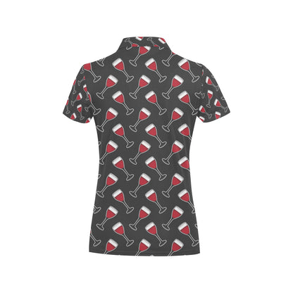 Wine Print Design LKS308 Women's Polo Shirt