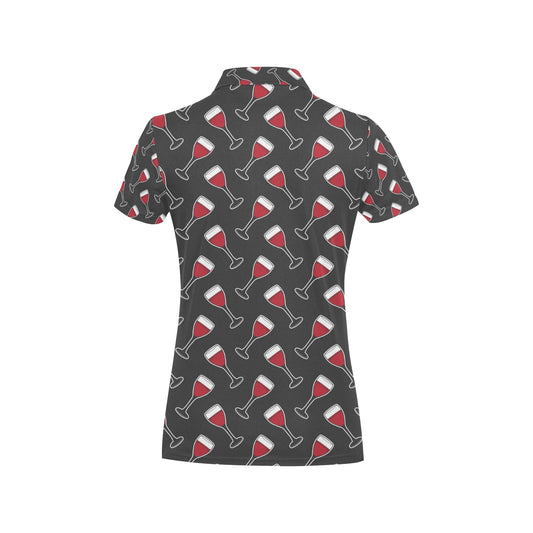 Wine Print Design LKS308 Women's Polo Shirt