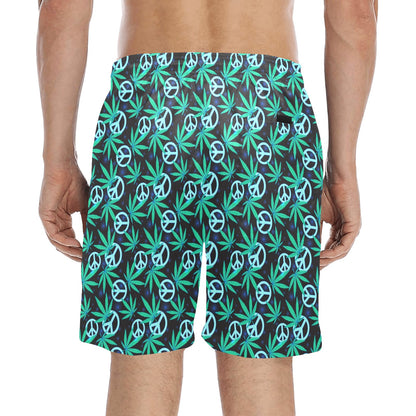Peace Sign Themed Design Print Men's Swim Trunks Beach Shorts
