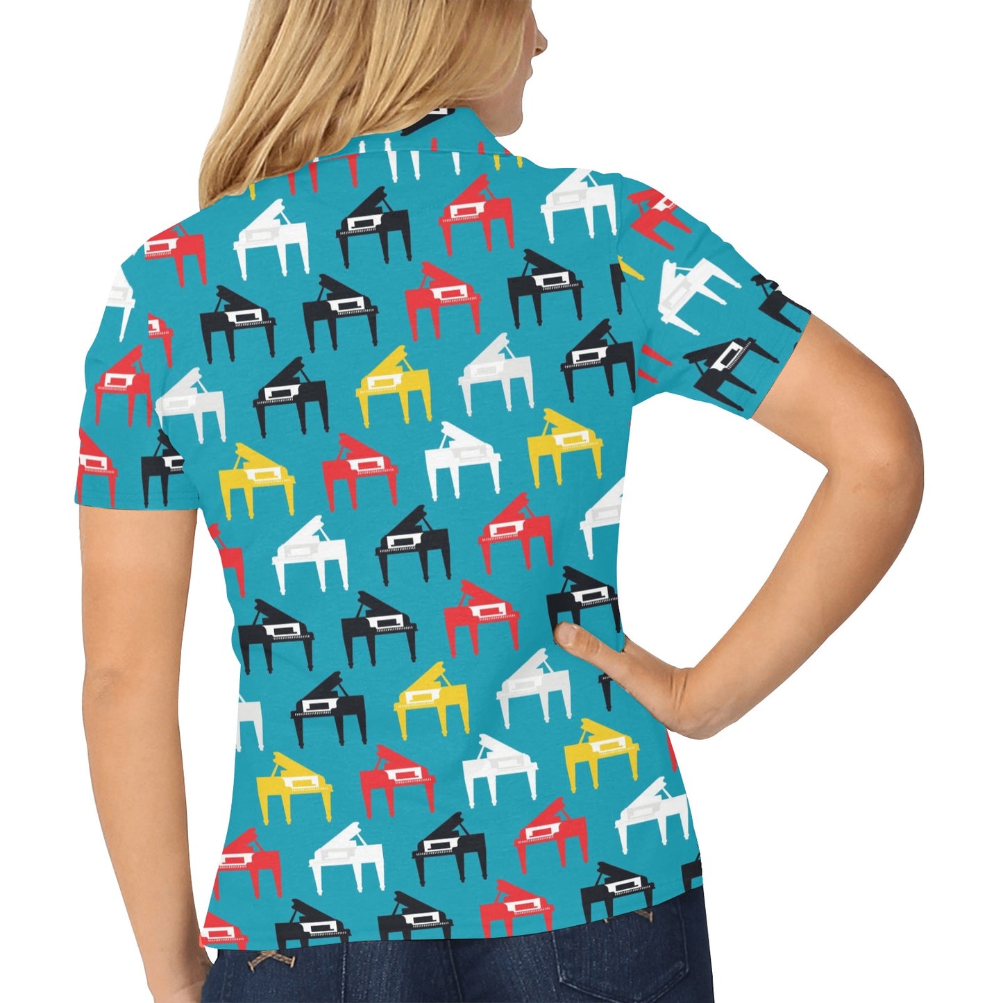 Piano Print Design LKS403 Women's Polo Shirt