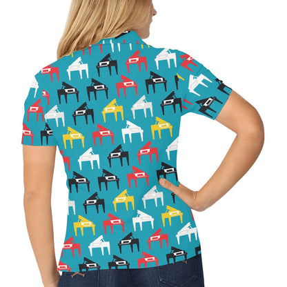 Piano Print Design LKS403 Women's Polo Shirt