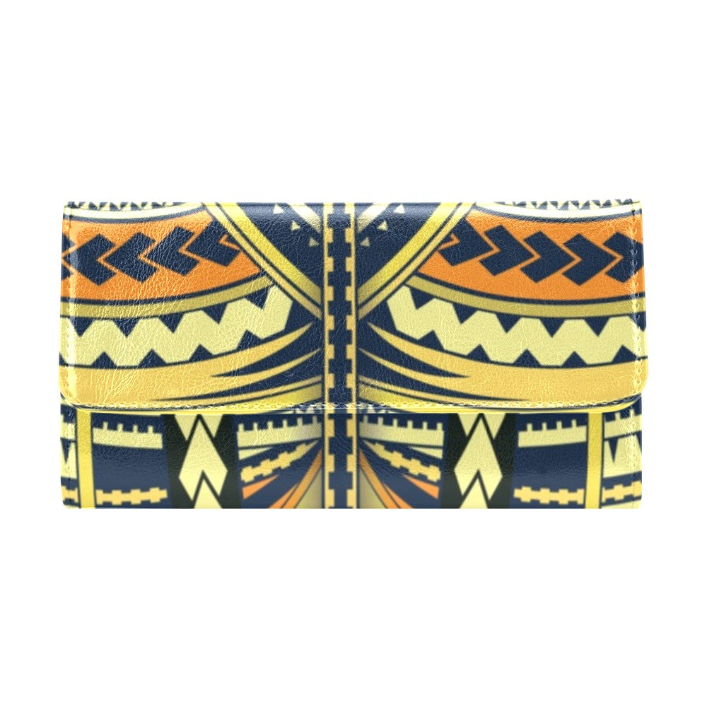 Polynesian Tattoo Print Women's Trifold Wallet