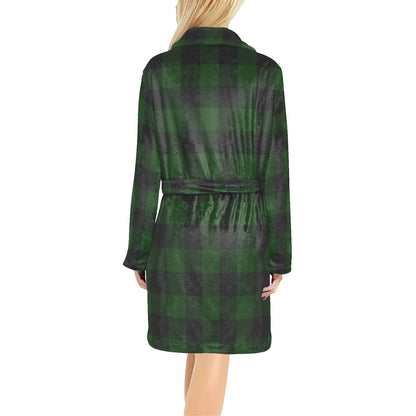 Buffalo check Green Pattern Print Design 02 Women's Fleece Robe