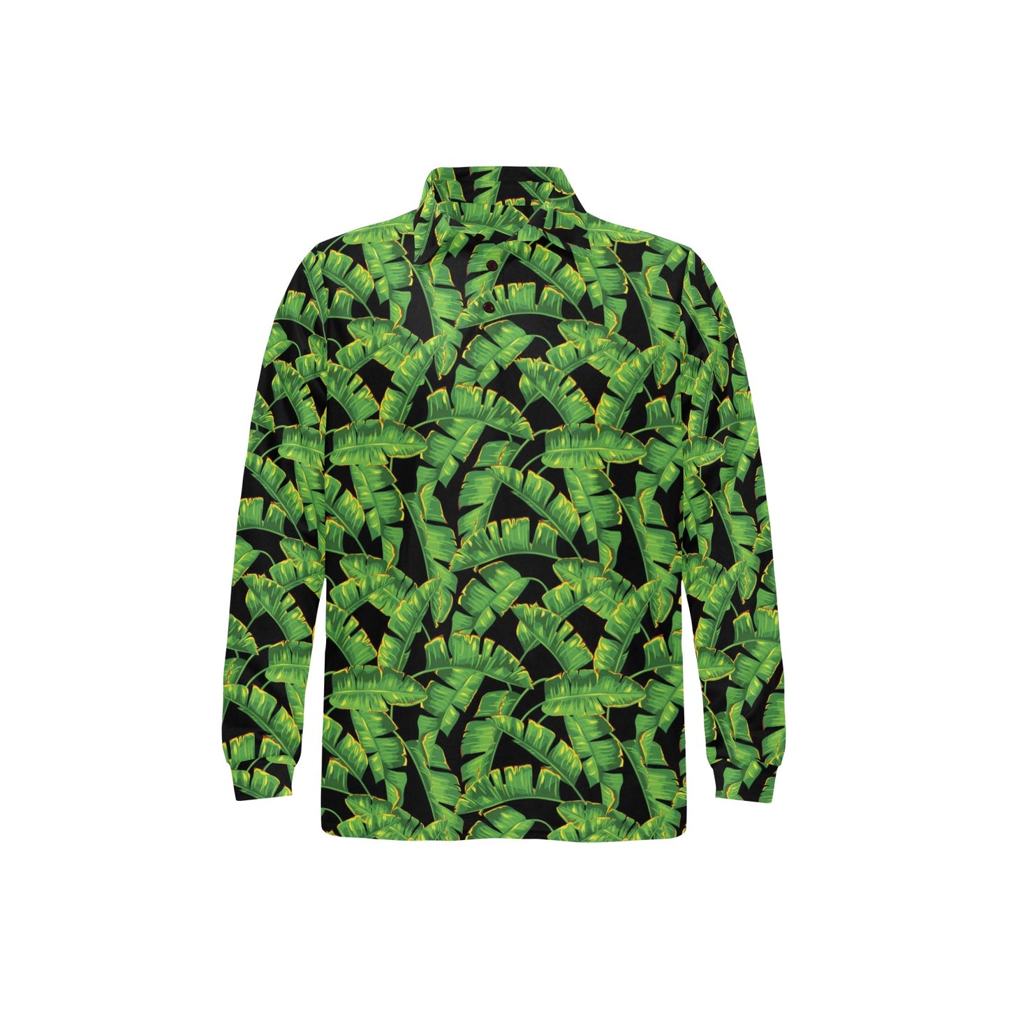 Banana Leaf Pattern Print Design 03 Long Sleeve Polo Shirt For Men's