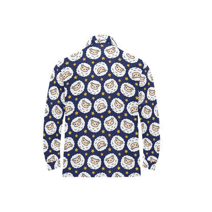 Sheep Print Design LKS402 Long Sleeve Polo Shirt For Men's