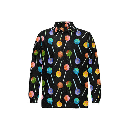 Lollipop Pattern Print Design LL04 Long Sleeve Polo Shirt For Men's