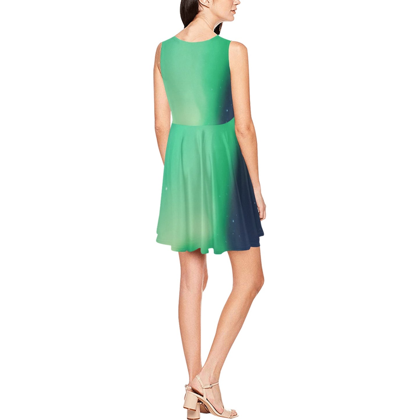 Aurora Borealis Pattern Print Design 04 Sleeveless Dress