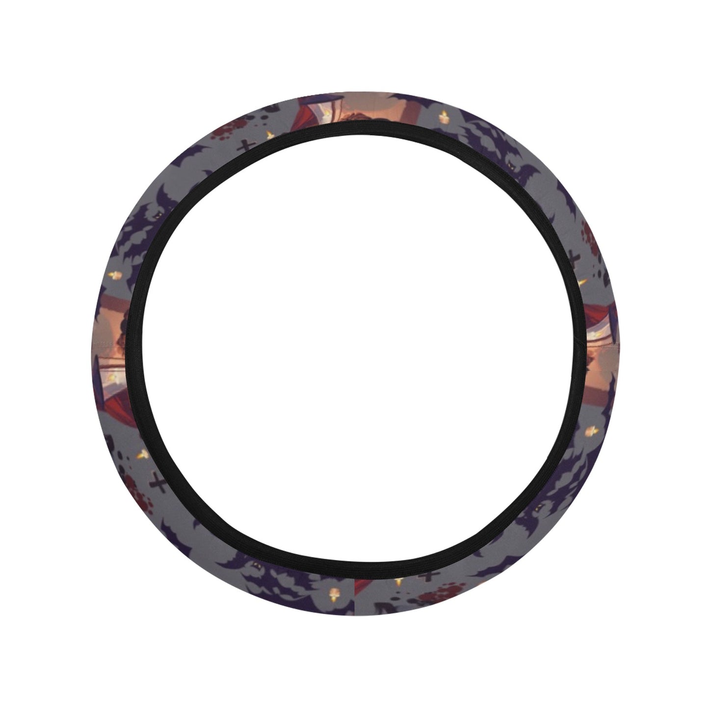 Creepy Graveyard Print Design LKS301 Steering Wheel Cover with Elastic Edge