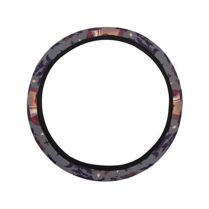 Creepy Graveyard Print Design LKS301 Steering Wheel Cover with Elastic Edge