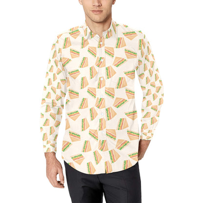 Sandwich Print Design LKS301 Men's Long Sleeve Dress Shirt