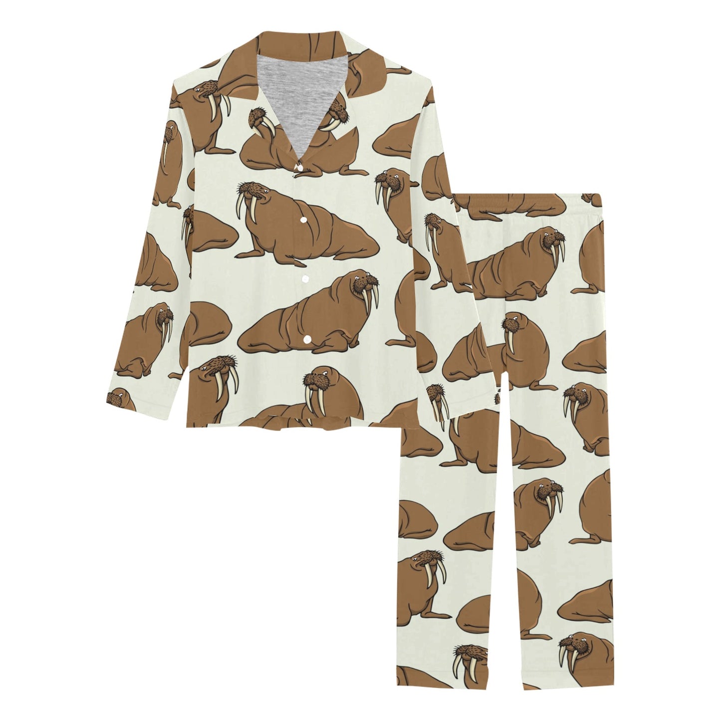 Walrus Pattern Print Design 03 Women's Long Pajama Set