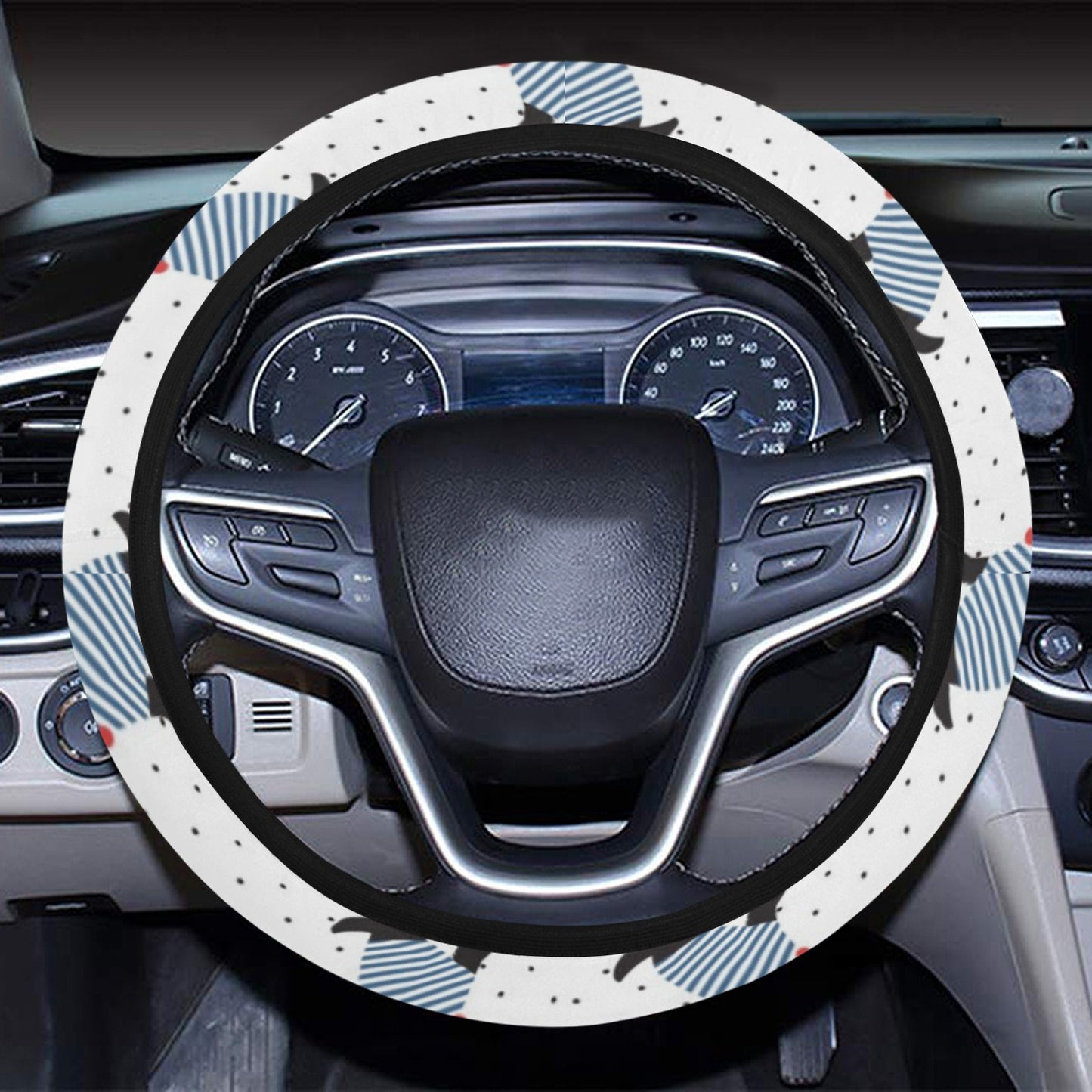 Scottish Terriers Print Design LKS3013 Steering Wheel Cover with Elastic Edge