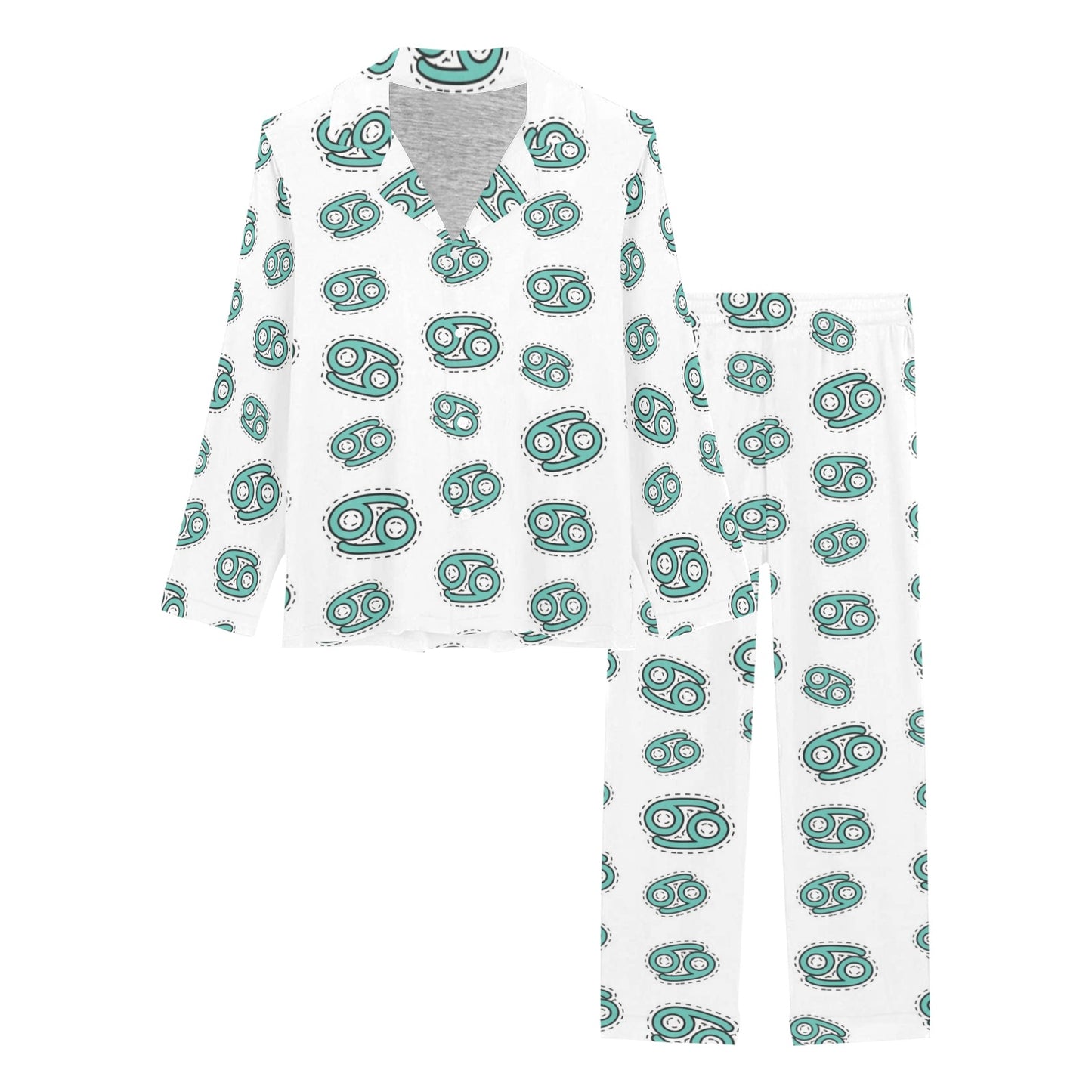 Cancer Zodiac Pattern Print Design 04 Women's Long Pajama Set