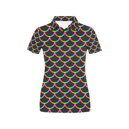 Mermaid Tail Rainbow Design Print Women's Polo Shirt